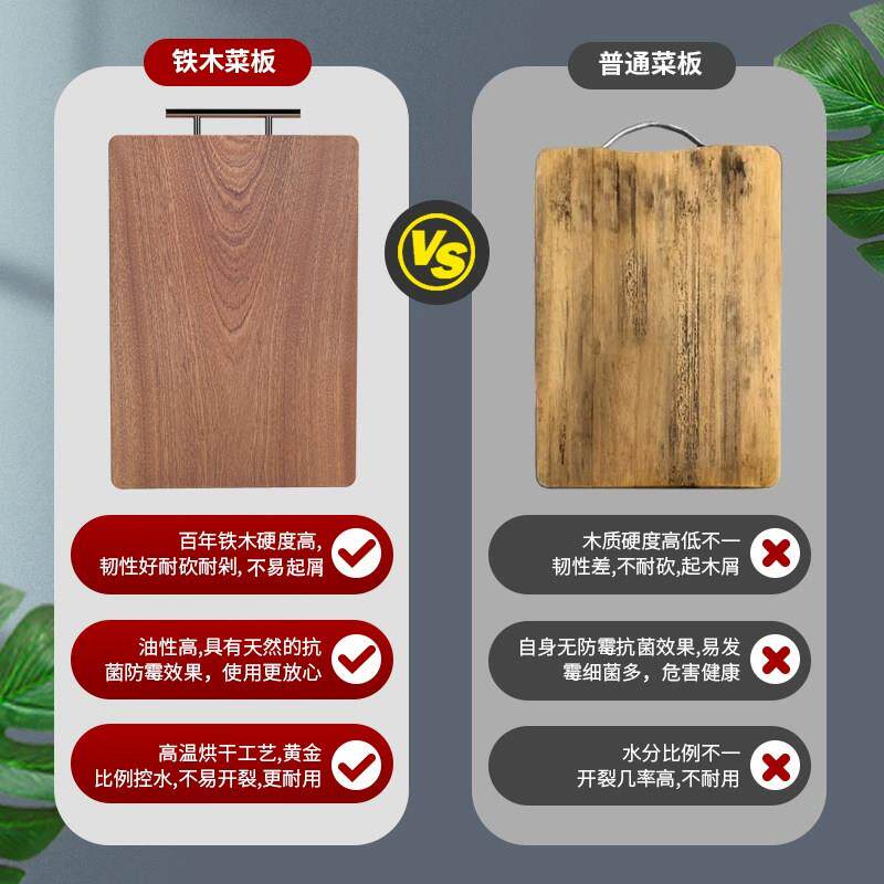 实块木菜板木整抗菌防号霉铁木案板整家TXFB2027用厨房专用加厚大