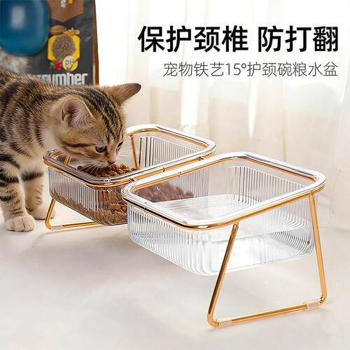 猫碗猫水碗狗碗盆猫咪饭碗猫粮碗食盆盆大口径防打翻专用喝水一体