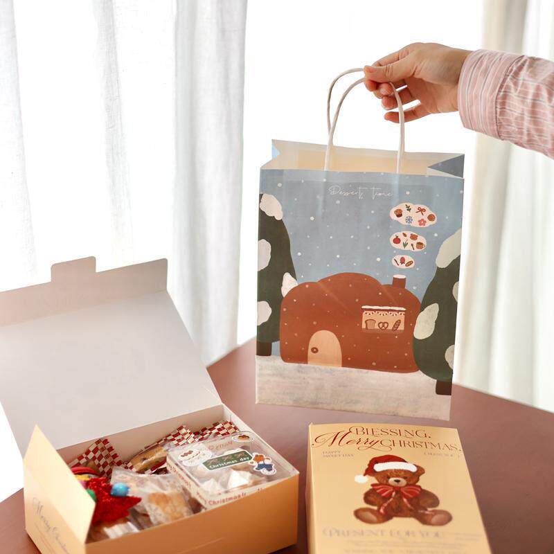 烘焙日常打包袋面包吐司饼干蛋糕甜品牛皮纸袋手提袋子大定制logo