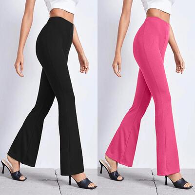 Elastic flared pants, elastic wide leg pants, elastic