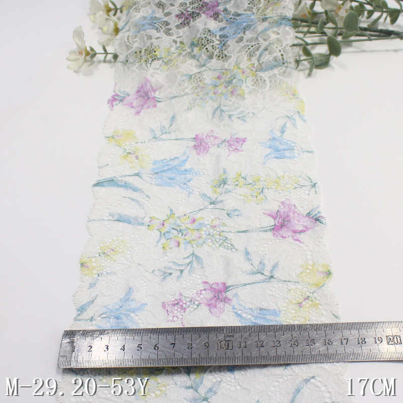 唐隆两色经编法式油画风印花弹力蕾丝 17cm服装家纺蕾丝花边辅料,居家布艺,花边,淘宝优惠券,粉丝福利购,淘宝优惠卷