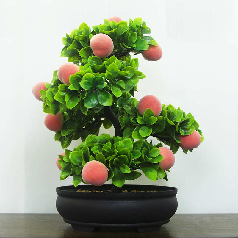 水果仿真客厅盆栽塑料花花桌面装饰造景迎客松橘子树假摆设盆景