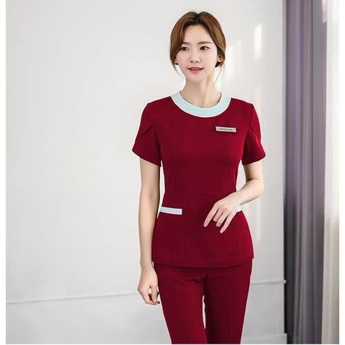 新款韩新款式纹美甲师绣工作服美作容院护理师套装足疗足浴sap工