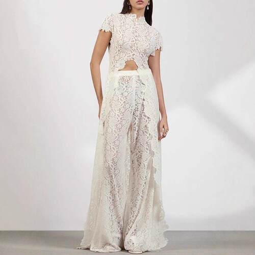 LikeMyChoice 2-Piece Boho Lace Set Sexy Halter Crop Top with