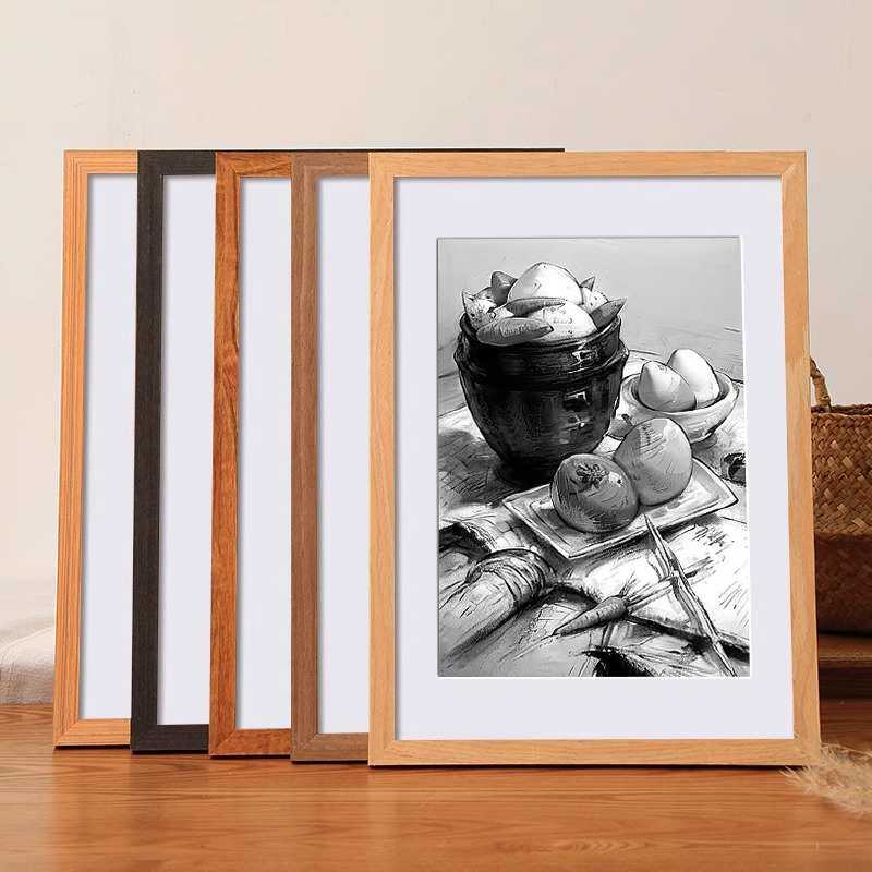 实木质相框挂墙画框外框装裱素描a34拼图海报4开8K展示摆台框架