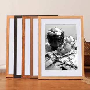 实木质相框挂墙画框外框装 裱素描a34拼图海报4开8K展示摆台框架