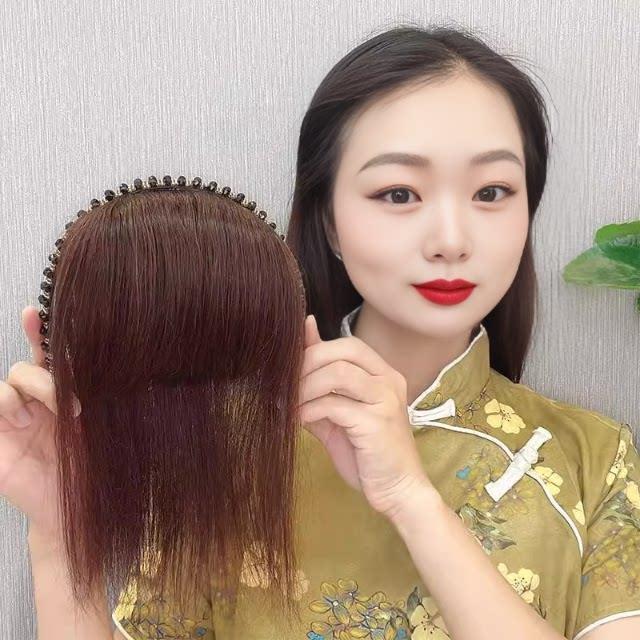发箍浏海一体女假发补发片全真发洋派水钻发箍补发片遮白发直发片