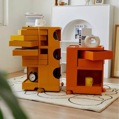 北欧旋转收纳茶几小户型可移动收纳柜沙发边几网红ins风床头柜子