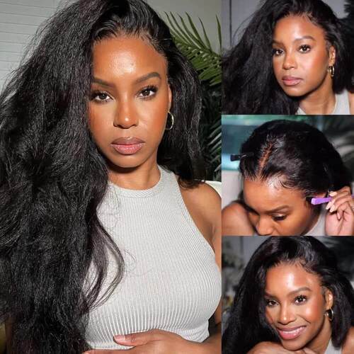 13x4 Lace Front Wigs Human Hair Wig Kinky Straight Front Lac