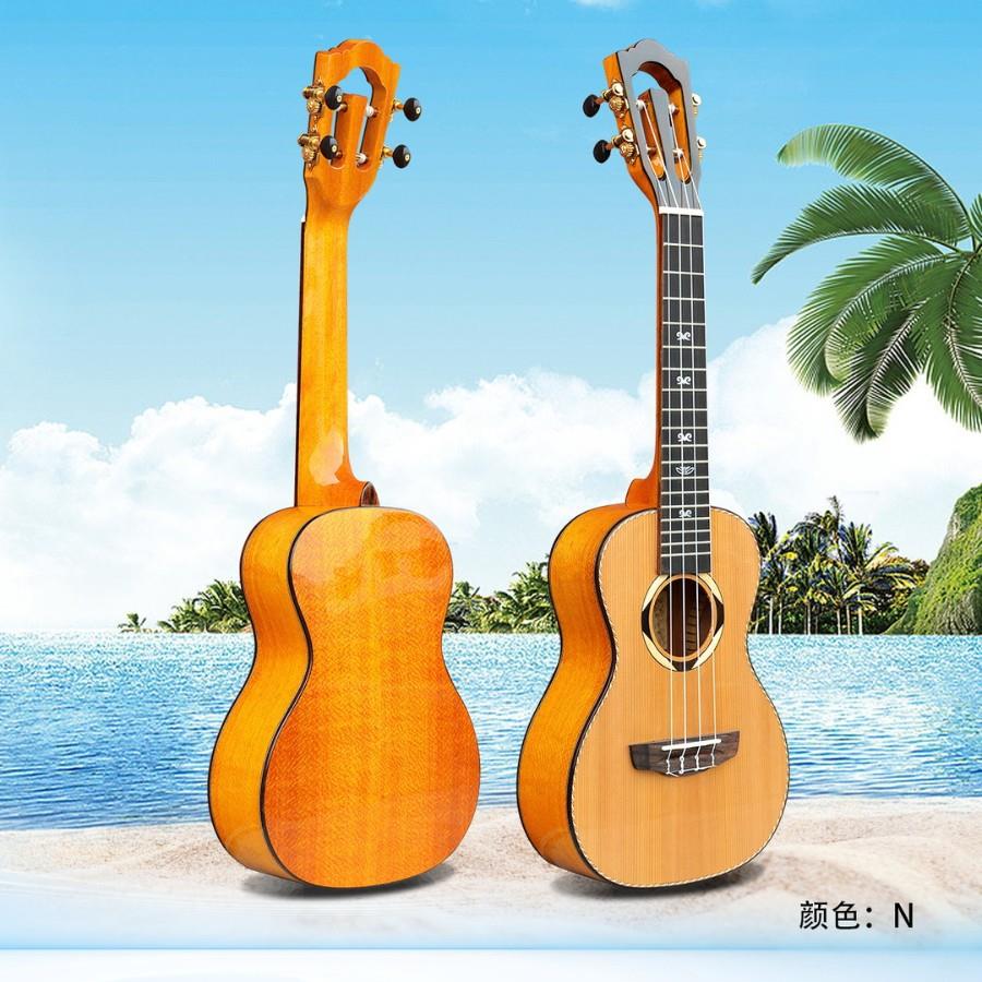 单板尤克里里套装 24寸红松单板珍珠菊 亮光斜尖角乌克丽丽小吉他