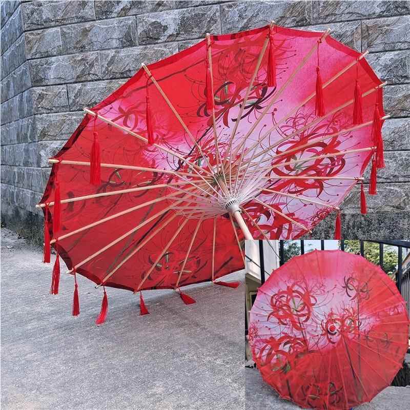 油伞绸伞古纸风汉服流苏舞台吊顶HZZ装布饰伞古典工艺伞