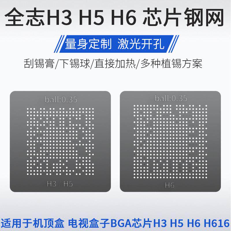 适用于全志H3 H5 H6 H616芯片植锡网机顶盒电视盒子BGA植球钢网