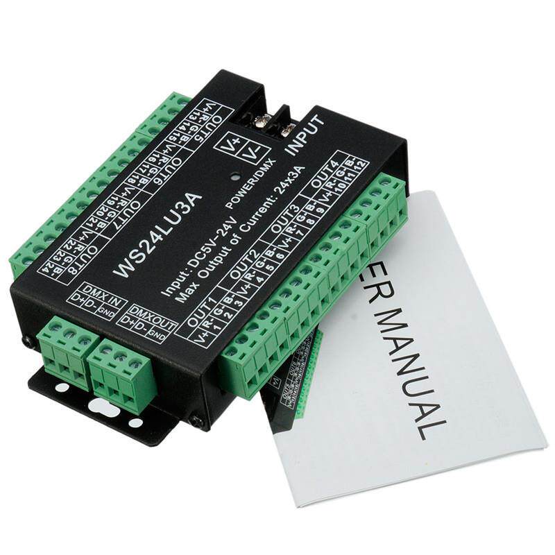 LED控制器WS24LU3A解码器24通道RGB灯带模组控制器DMX512