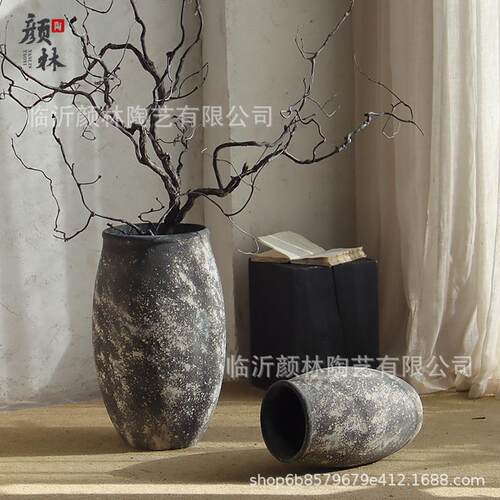 多彩色复古水泥花盆高款落地花器花园客厅商场售楼处装饰绿植盆