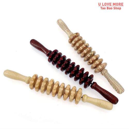 9-Wheel Wooden Abdomen Massager Multifunctional Fitness Roll