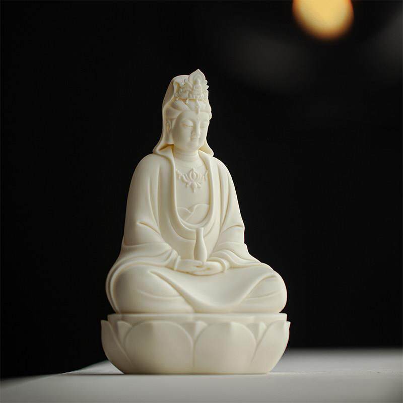 久造德化白瓷南海观音佛像摆件家用供奉客厅陶瓷坐莲观世音菩萨像