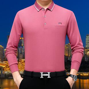 中年男套ST651 秋冬季 简舒适体恤衫 爸爸装 LK士约头翻领长恤真口 袖