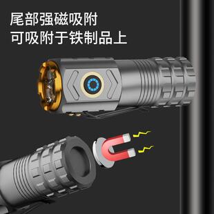 户外三眼手电筒强光远射爆亮尾部强磁小型便携户外家用迷你小钢炮