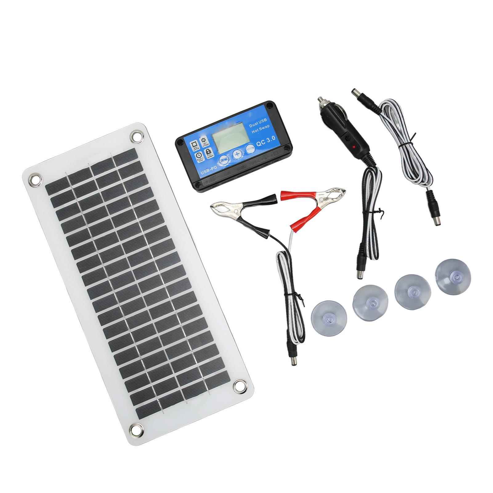 单多晶太阳能板防水控制器套装连接线便携式12V24V充电保护电瓶