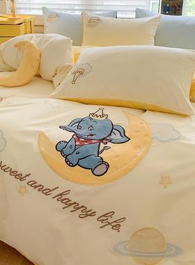 卡通全棉纯棉床上四件套2024新款高端儿童床品女孩被套床单三件套