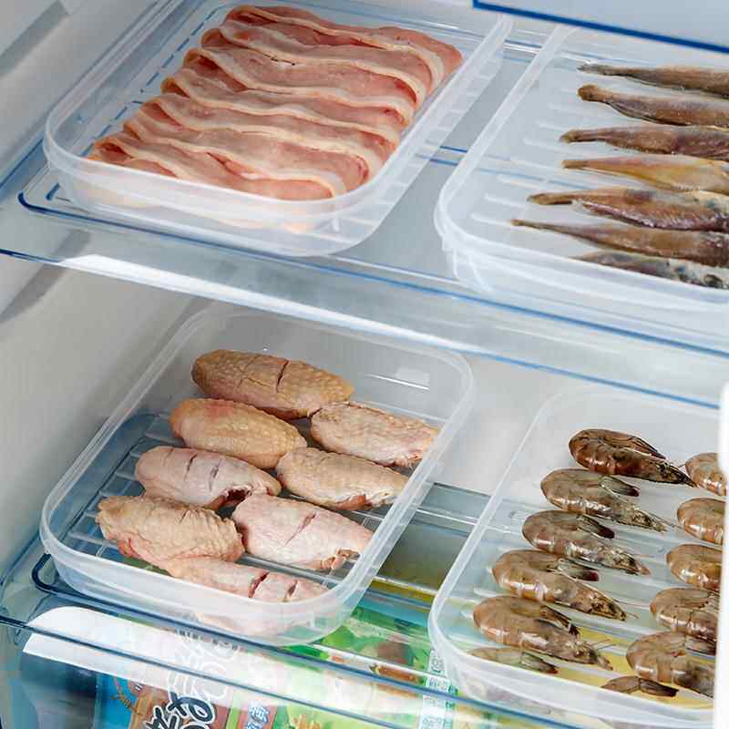 冰箱鱼肉海鲜培根冷藏保鲜盒 带盖可叠加生鲜密封收纳盒现货