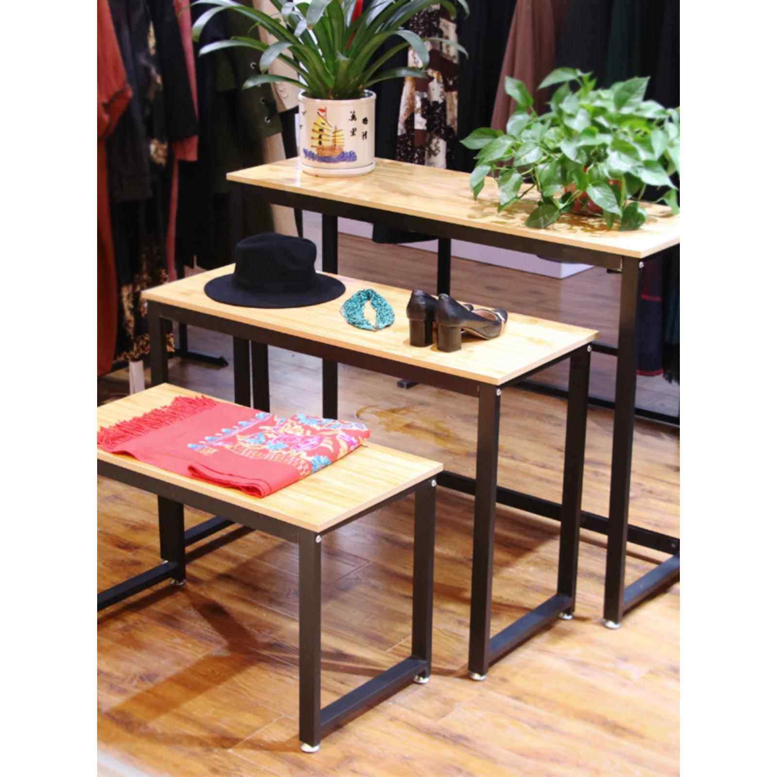 服装店流水台直播带货展示架展会高低桌花店包包鞋架展示台中岛台