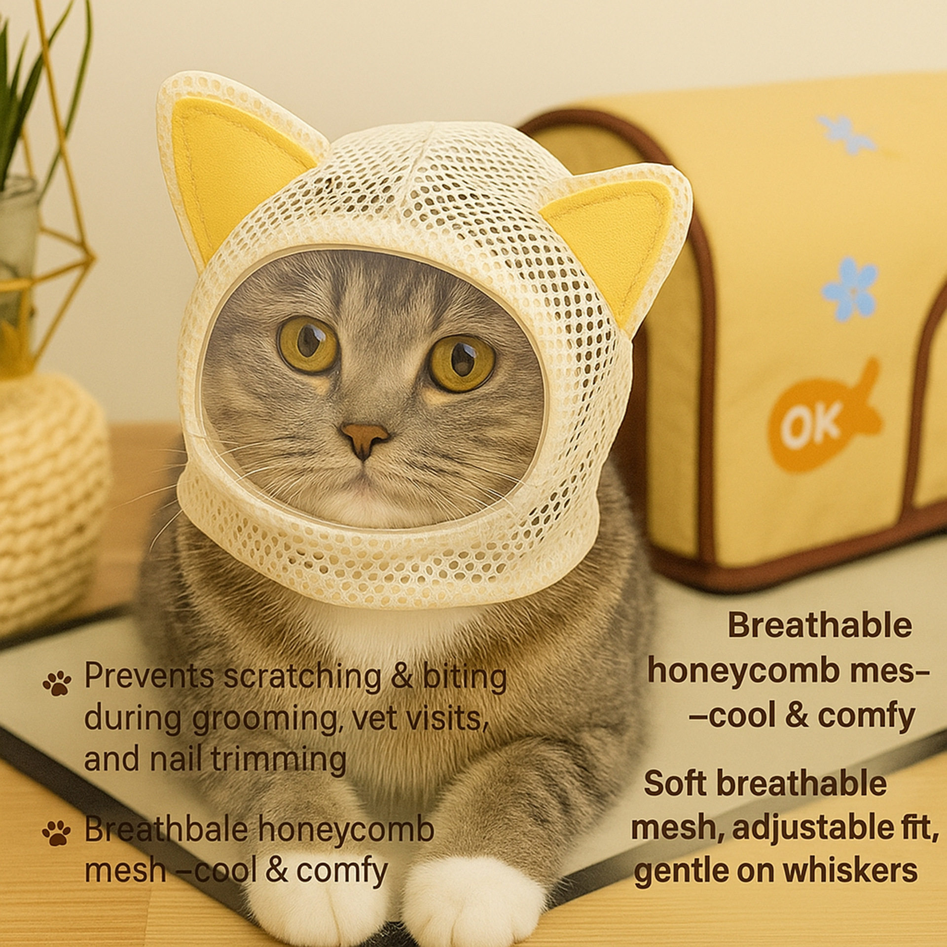 新款猫咪头套节育术后防舔伤口户外遛猫防止误食乱咬面部保护罩