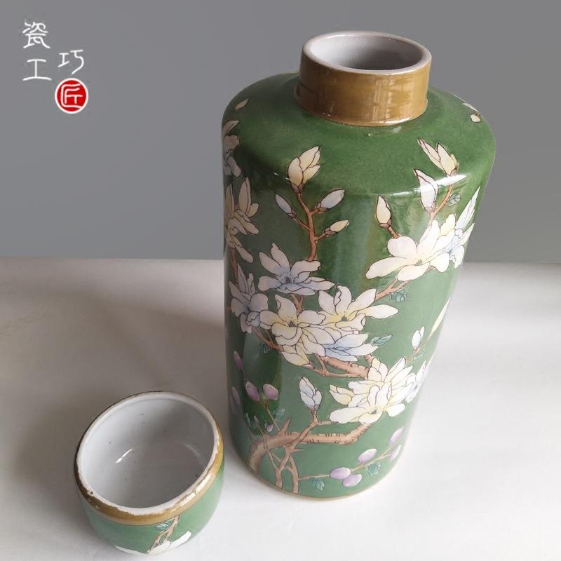 粉彩花卉复古陶瓷花瓶摆件客厅插花陶罐家居电视柜瓷器北欧装饰品