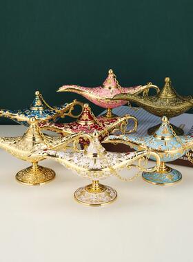 高档拉神灯家用复古东丁南亚工艺品摆轻奢创意书房许愿阿灯俄罗斯