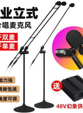 大合唱麦克风立式话筒落地演讲舞台主持会议发布会会场电容话筒