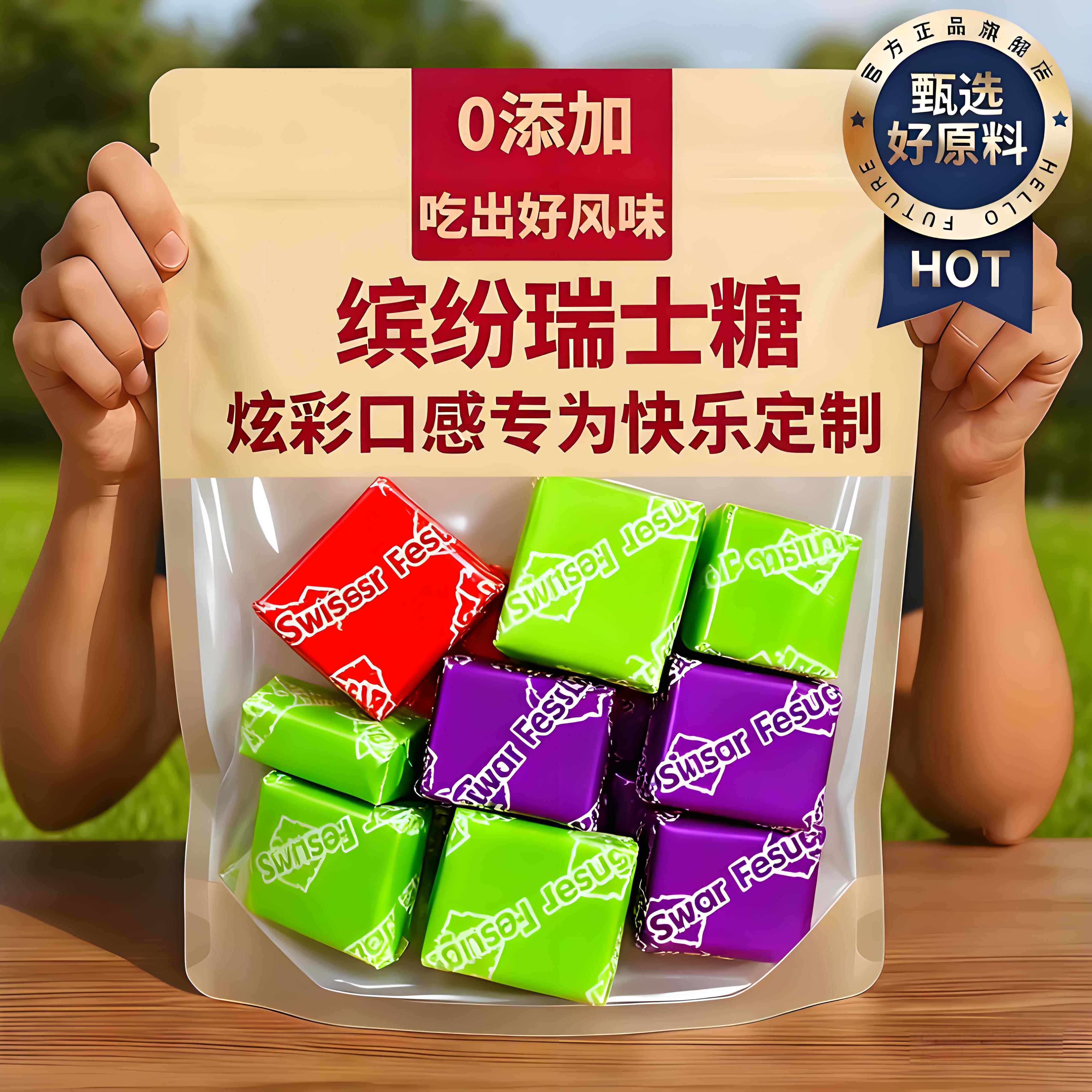 瑞士糖散称包邮喜糖年货经典休闲零食混合水果味彩虹酸甜方块软糖