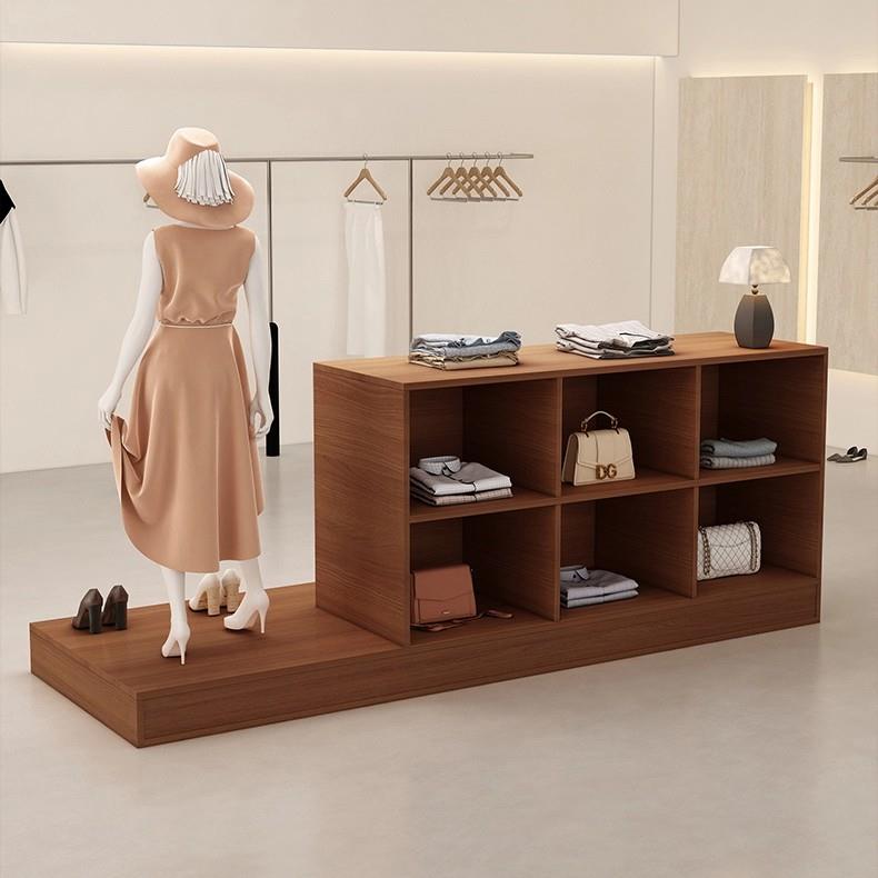 服装店模特地台流水台橱窗展示台女装店洞石中岛台店铺收纳陈列柜