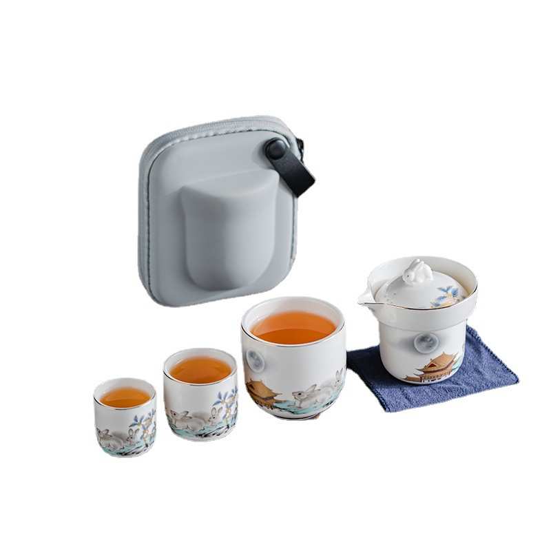 羊脂玉白瓷旅行茶具便携中式快客杯家用茶器旅游送礼文创礼品定制