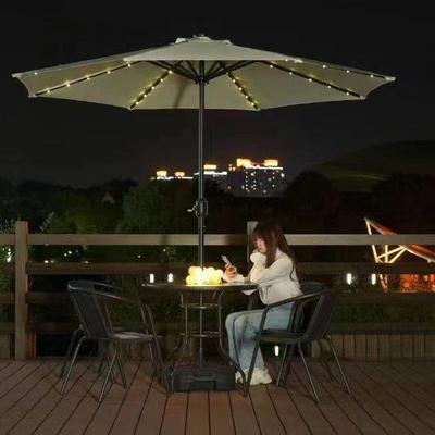 中柱伞太阳能灯伞遮阳伞户外新款带灯摆摊夜市摆摊伞小众商用伞