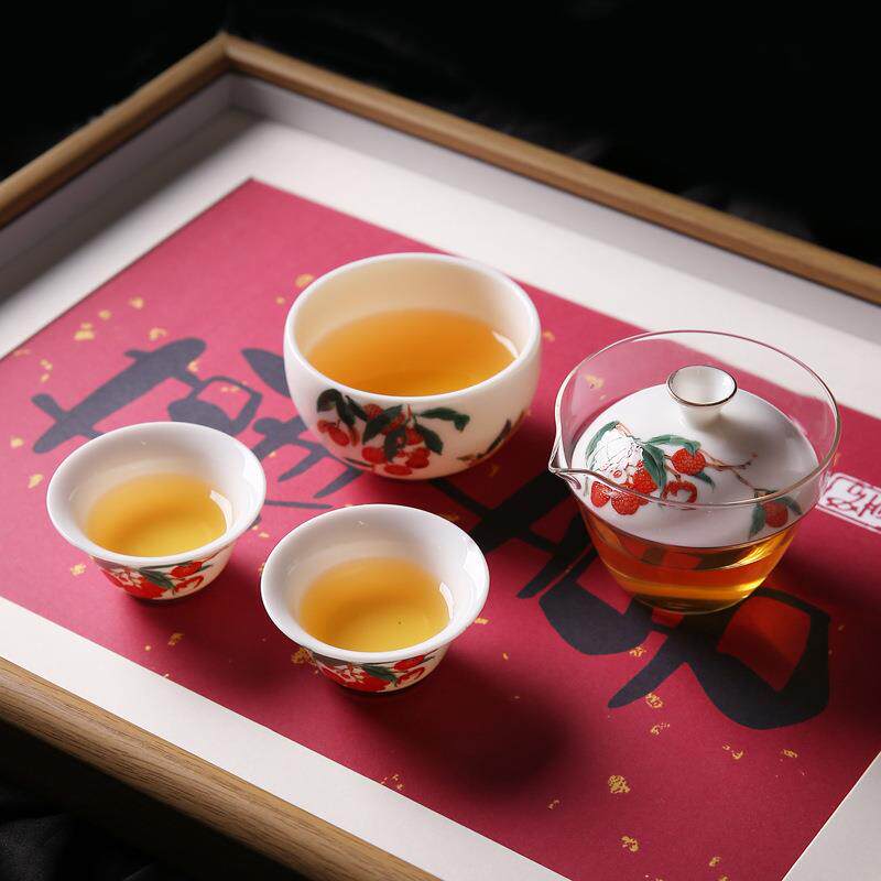 旅行茶具户外中式一壶三便携陶瓷玻璃个人白瓷快客杯茶壶套装