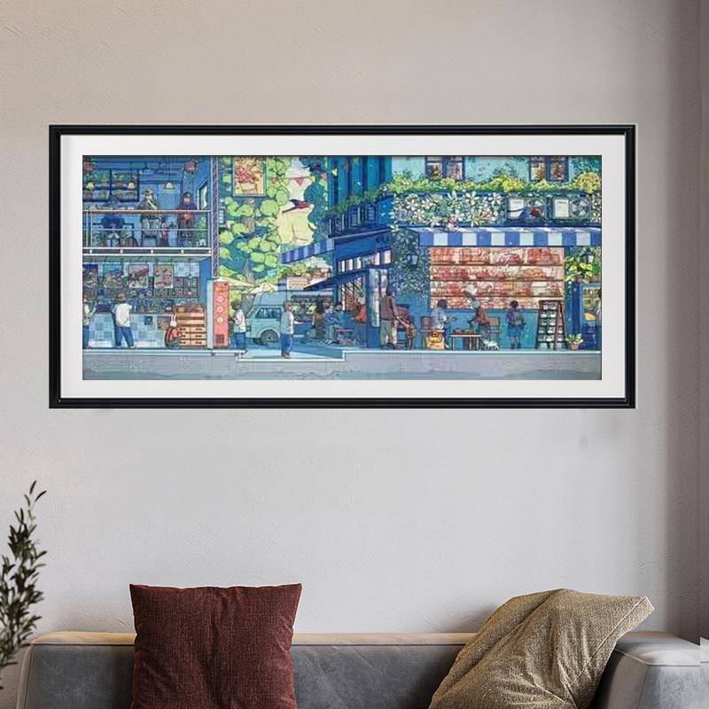 1000片拼图框氧气森林84*38金属画 画框挂墙168*38长条都市生活相