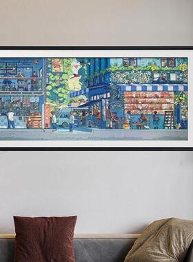 1000片拼图框氧气森林84*38金属画 画框挂墙168*38长条都市生活相