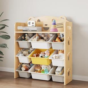 实木SKK儿童质玩收纳架宝书架多具层置物架木储物柜宝整理架玩具