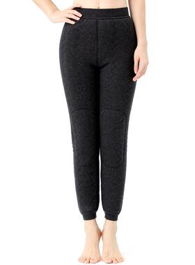 冬季新款女年士加绒线加厚中毛裤修身高腰护腰OLZ保暖羊绒打底裤