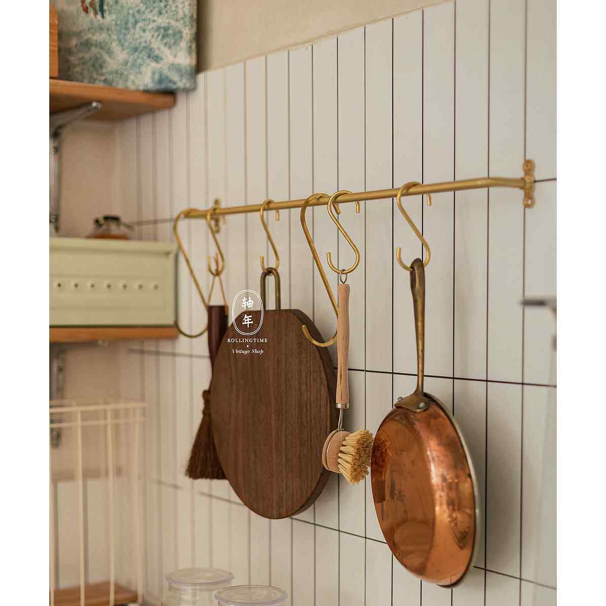 轴年rolling time覆古黄铜毛巾杆 北欧厨房具挂杆浴室五金挂件架
