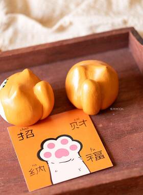 柴犬圆滚滚 可爱治愈系创意木雕摆件 生日节日礼物礼品桌面装饰
