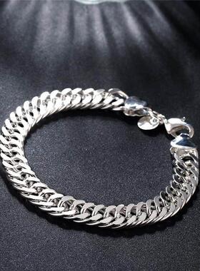 Noble 925 Sterling Silver Square Solid Chain Bracelet For