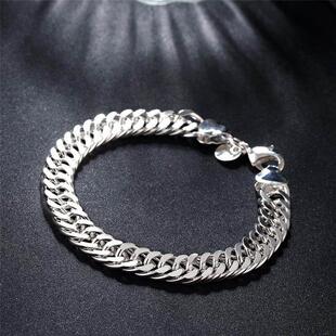 Silver For Noble Sterling Chain Bracelet Solid 925 Square