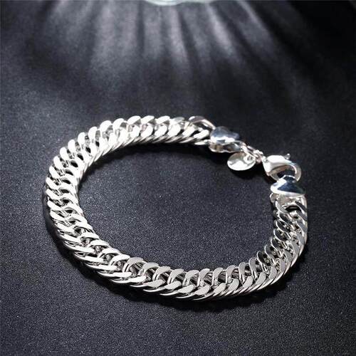 Noble 925 Sterling Silver Square Solid Chain Bracelet For