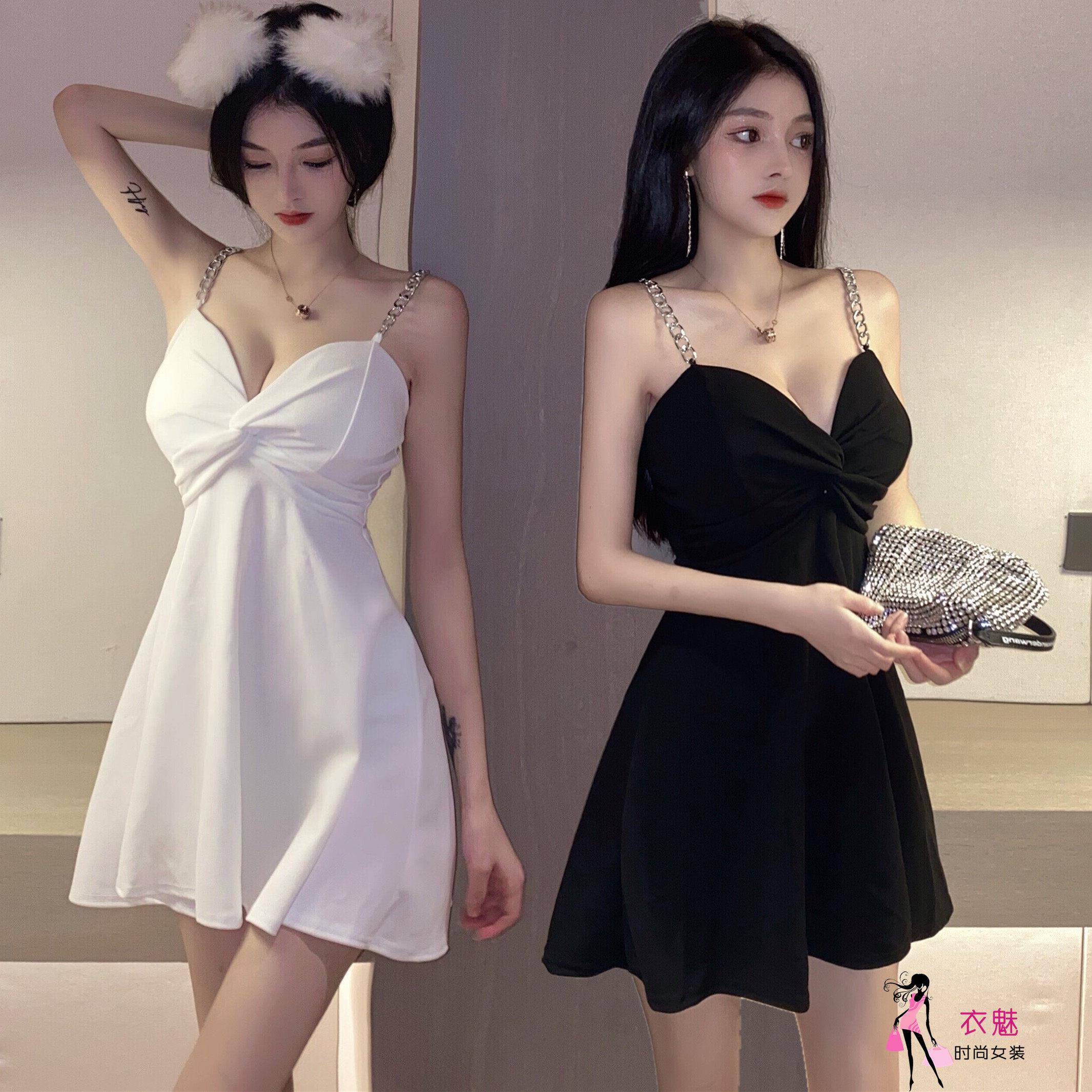 性感甜美吊带连衣裙夜店女装网红主播酒店足浴桑拿技师工作服