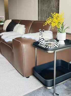 L7轻奢马AL102378鞍皮移动小沙床发边几推茶几客厅家用角几头柜带