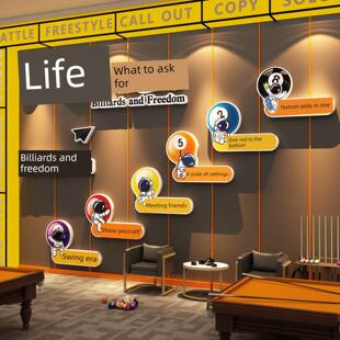 网红台球厅房间墙面装 饰签到挂画用品收集图像纸海报氛围布局贴纸