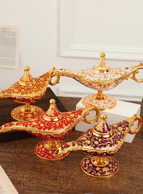 欧式阿拉丁神灯摆件复古精美金属工艺品创意家居古典宫廷风装饰