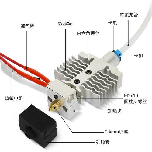 创想Ender-3 neo/V2 neo喷头套件耐高温喷头热端3D打印机配件