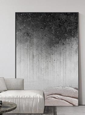 高级感黑白客厅落地画意式极简沙发背景墙装饰画抽象肌理玄关挂画